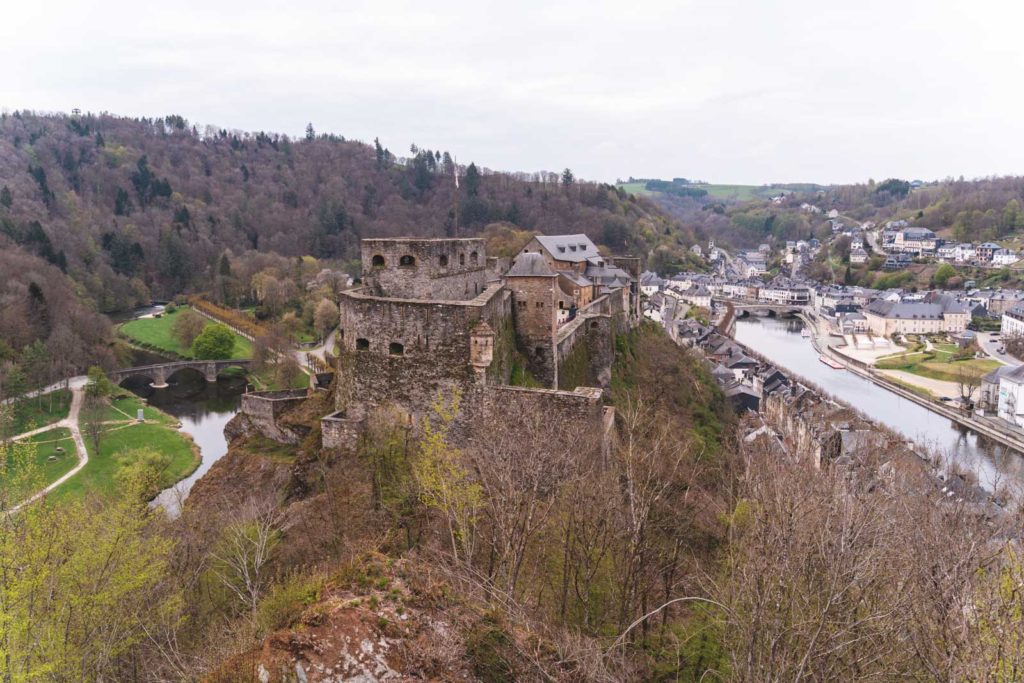 View over the Bouillon Castle in the Ardennes of Belgium