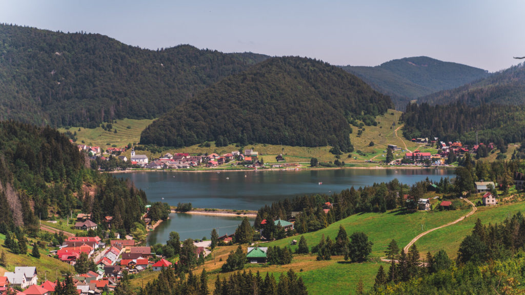 View over Dedinky and its coldest lake of Slovakia