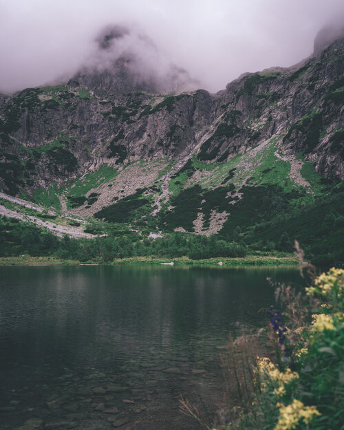 Zelene Pleso or green lake in High Tatras in Slovakia