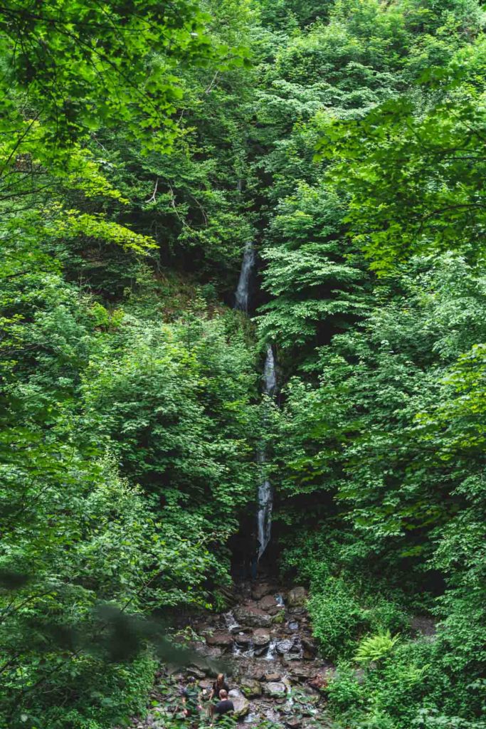 The Reinhardstein Waterfall shot from above on the hiking trail.