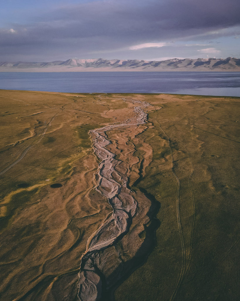 View from above towards the Song-Kul Lake